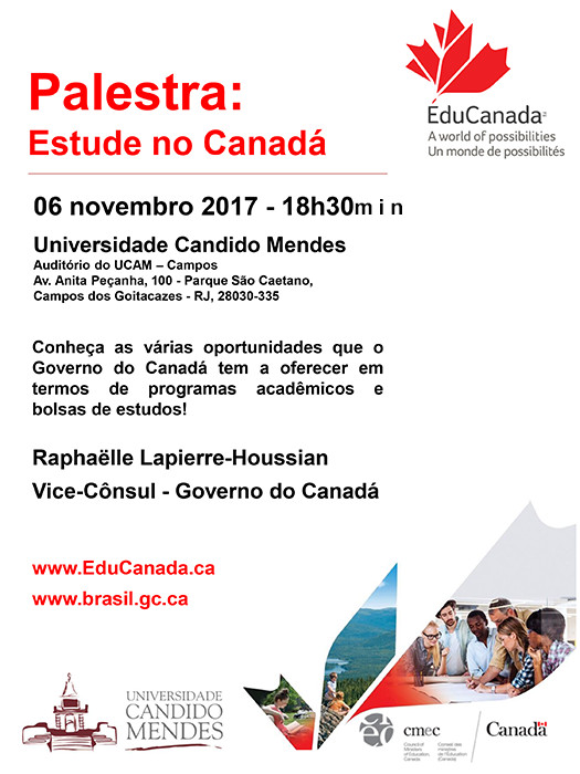 Palestra com a Vice-cônsul do Canadá na próxima segunda