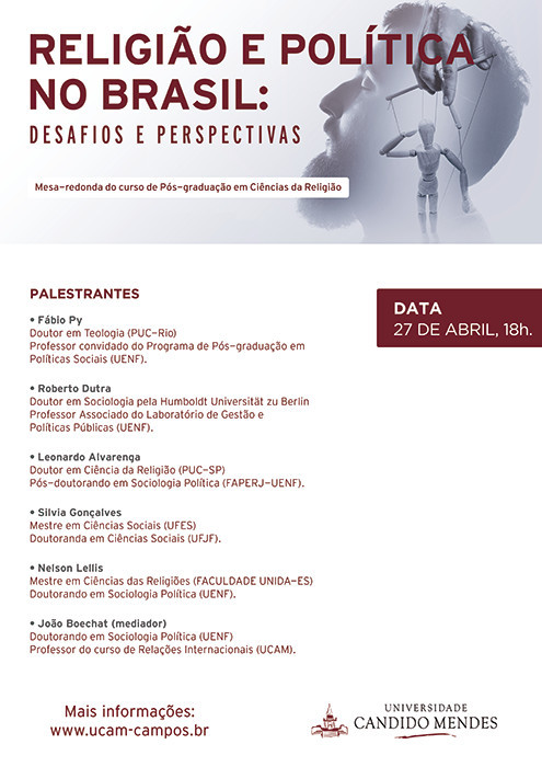 Evento na próxima semana discute desafios e perspectivas da religião e política no país – 27 de abril